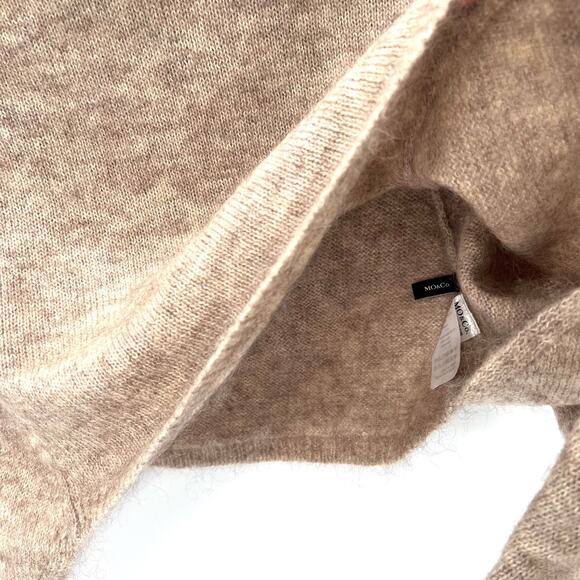 MO&Co. women’s cropped oversized wool and Kid mohair blend poncho sweater - Picture 3 of 6